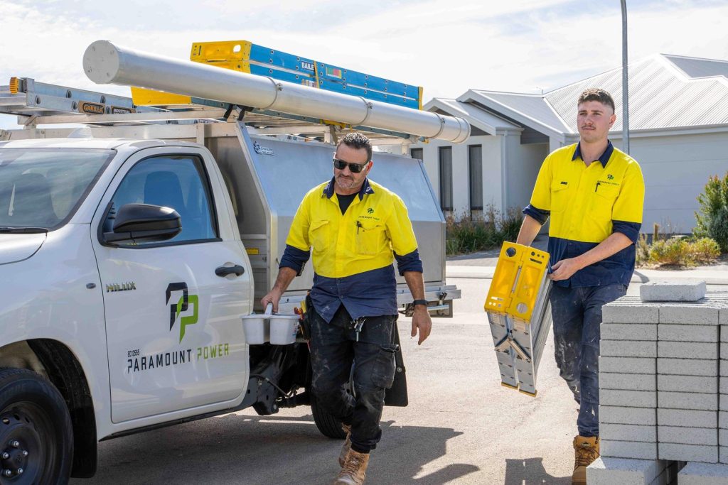 Electrician with tool